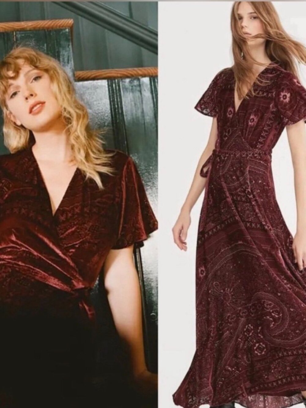Polo Ralph Lauren Burn-out Velvet Burgundy, Taylor Swift Folklore dress